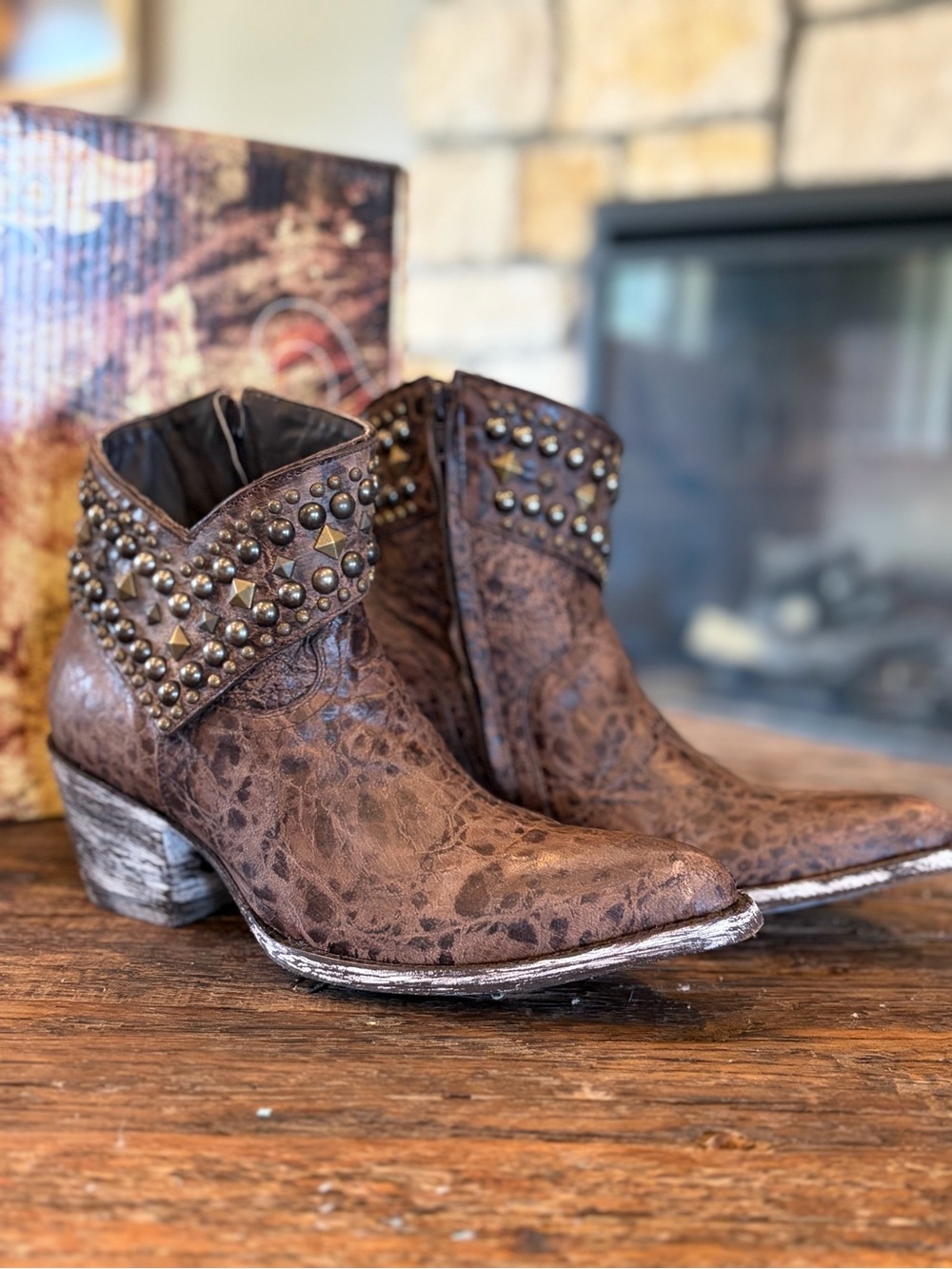 Old Gringo Mini Belinda 7” Brown Studded Leather Ankle Boots